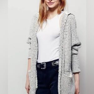 Free People Love Me Tender Hooded Cardigan | Fringe Hem | Size Small